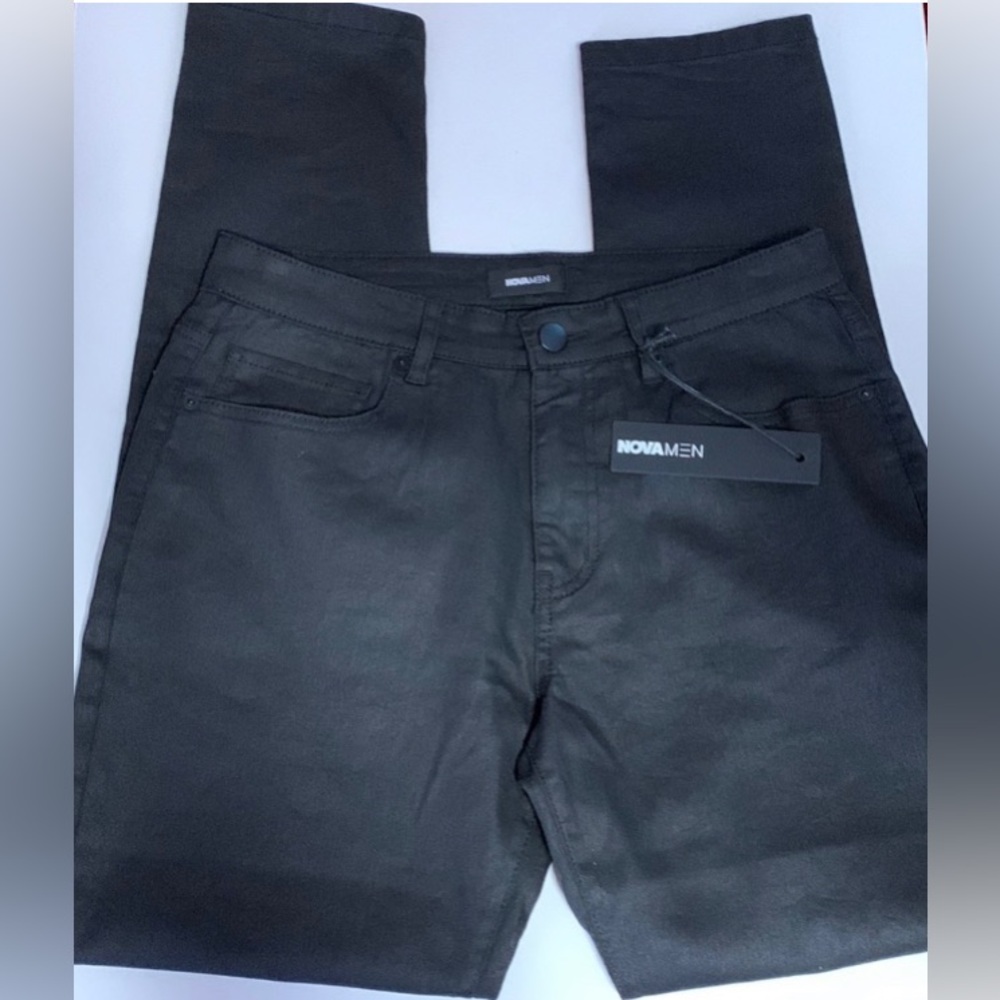 Nova men waxed slim taper jeans black size 32